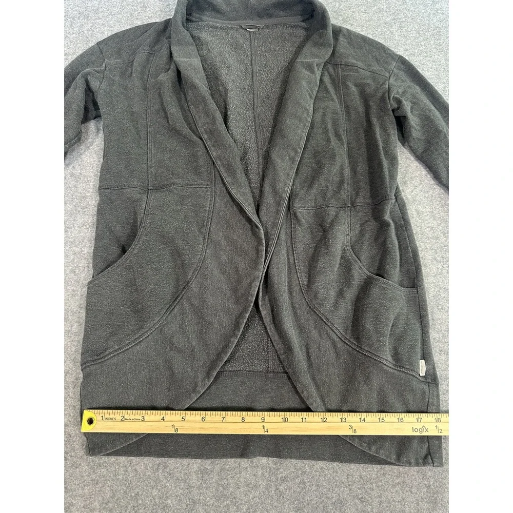 Eddie Bauer Open‎ Front Cardigan Small Gray Fleece Lined Thumbholes